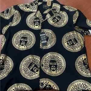 Men's Drill Black and Gold Patterned Shirt